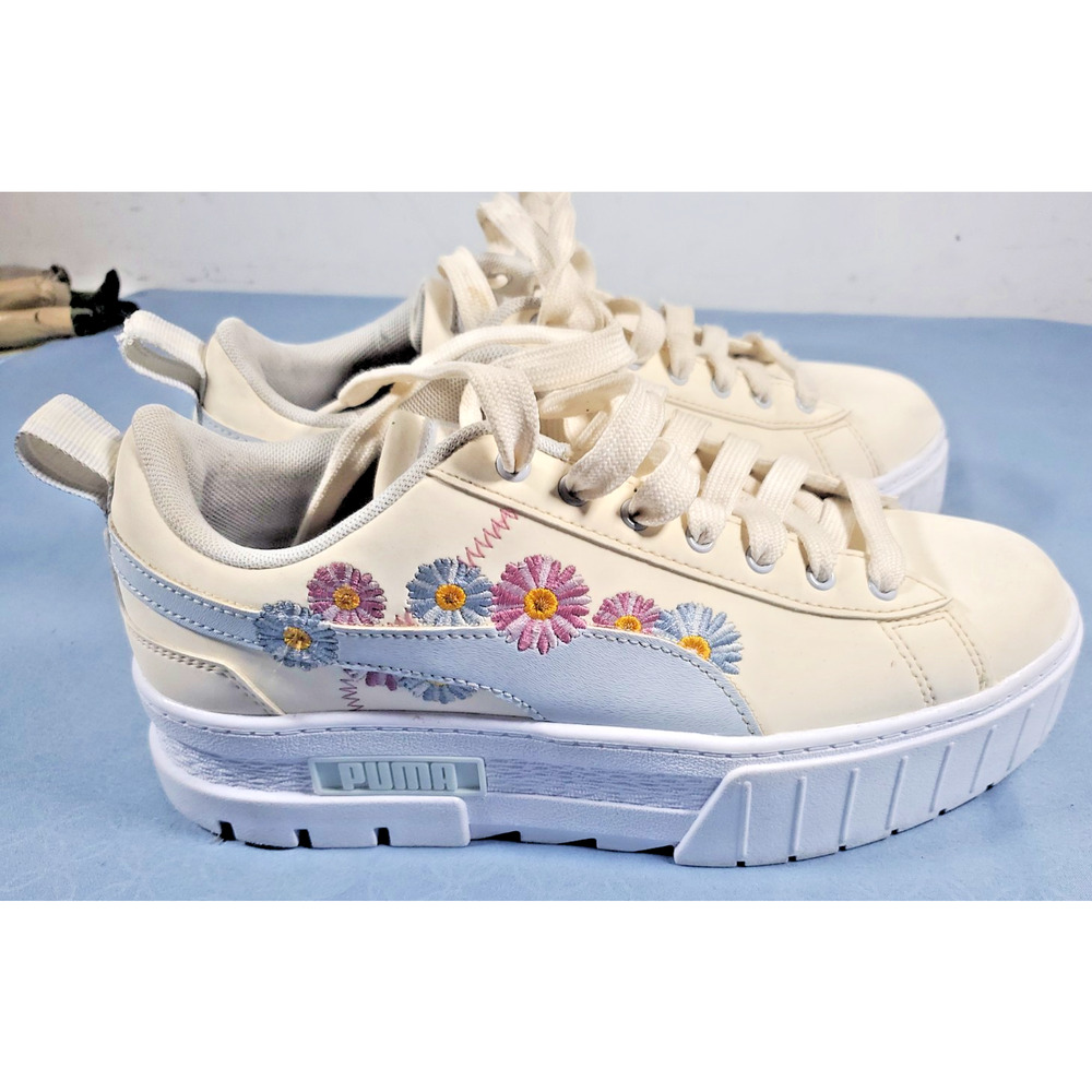 Puma Mayze Embroidery Womens Platform Sneakers Floral Shoes 394907-01 Size 7 - Picture 6 of 16